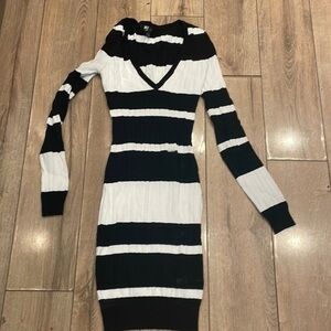 Hera Collection form fitting black and white dress